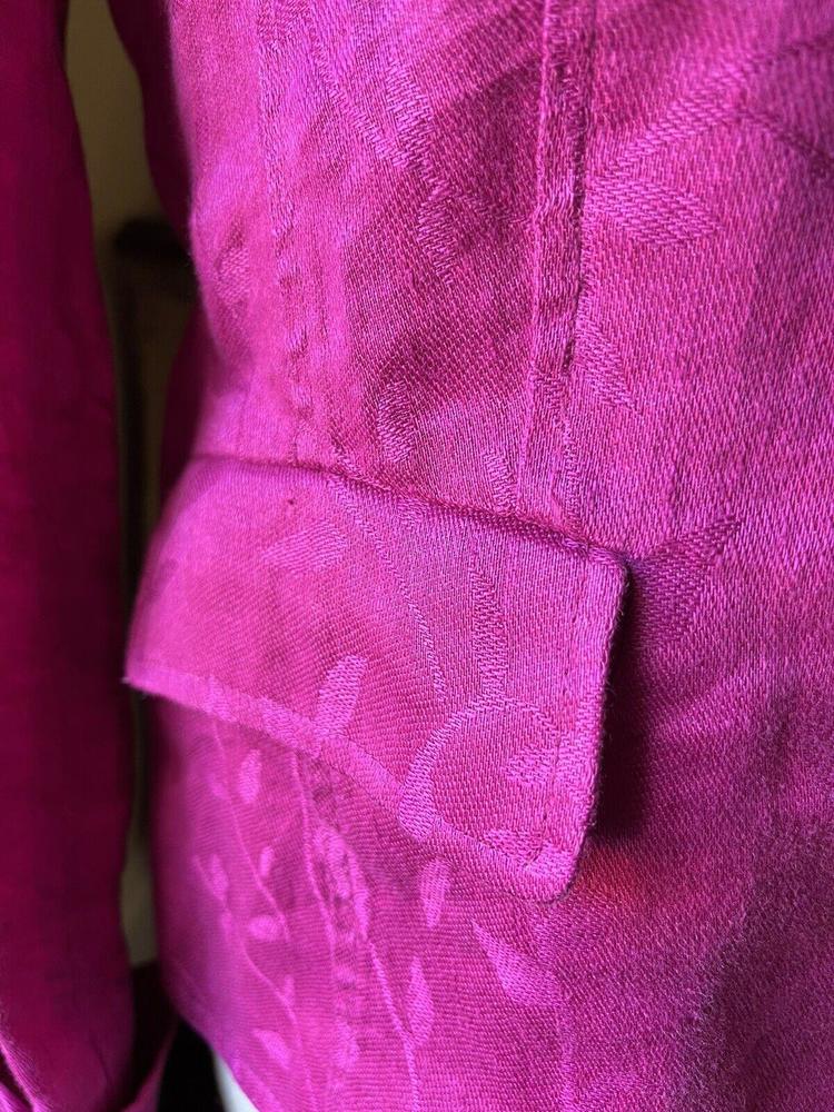 🦄🧥🩷Jones NY Linen Jacket Women's Size 8P Pink Purple Button Up 3/4 Sleeve - Picture 3 of 4